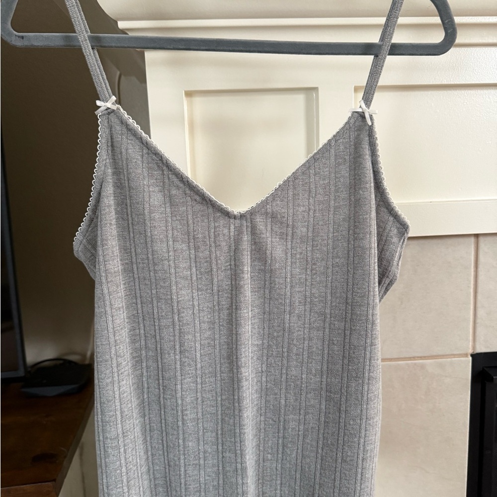 Abercrombie & Fitch Gray Ribbed Dress with Spaghetti Straps